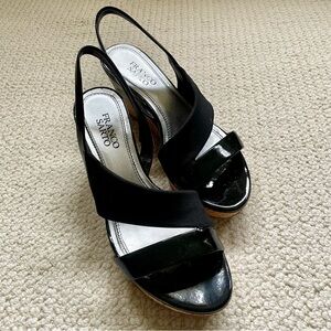 Franco Sarto Black Slingback Wedge Sandals